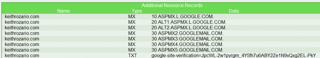 DNS Information keithrozario.com NearlyFreeSpeech.NET Member Interface