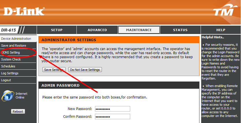 Dlink_DDNS_Settings DLink DDNS Setting Page (DIR-615)