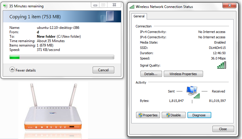 D-Link Dir 615 Transfer test D-Link Dir 615 transfer results